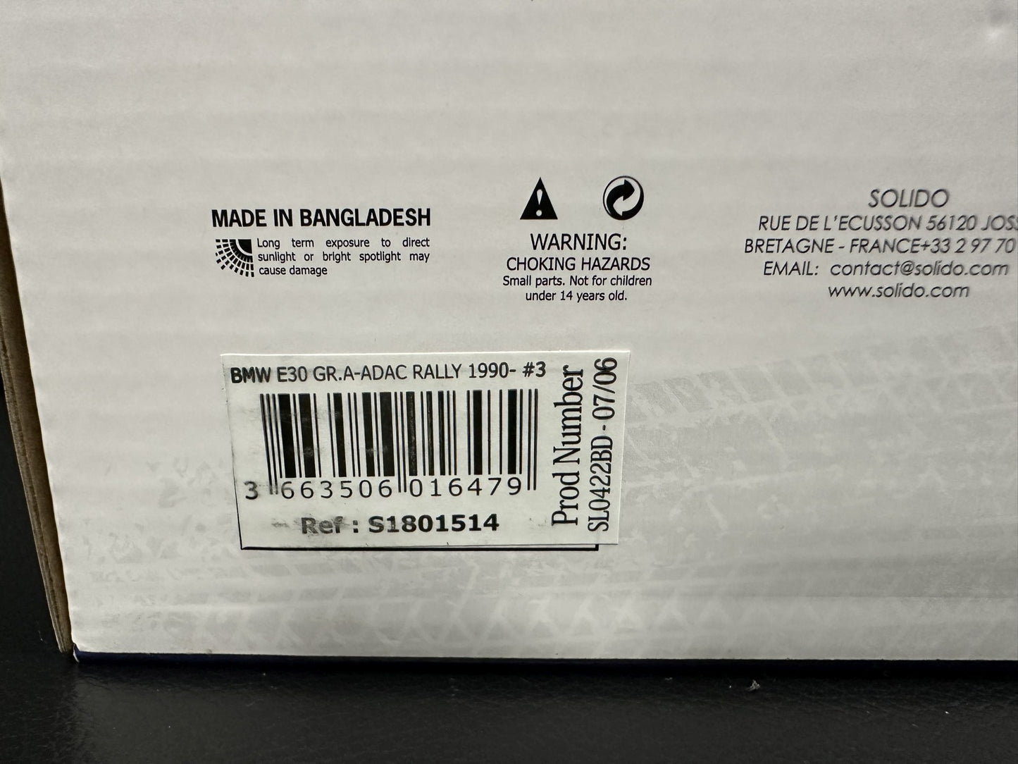 Bmw E30 Hartge Rally Deutschland 1990 white/blue 1:18 Solido S1801514 Бмв Е30 Германия 1990 бял/син