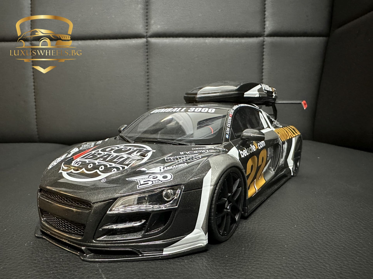Audi R8 Gumball 300 black Limitiert 561/1500 1:18 GT Spirit GT386 Ауди Р8 черен Лимитирана