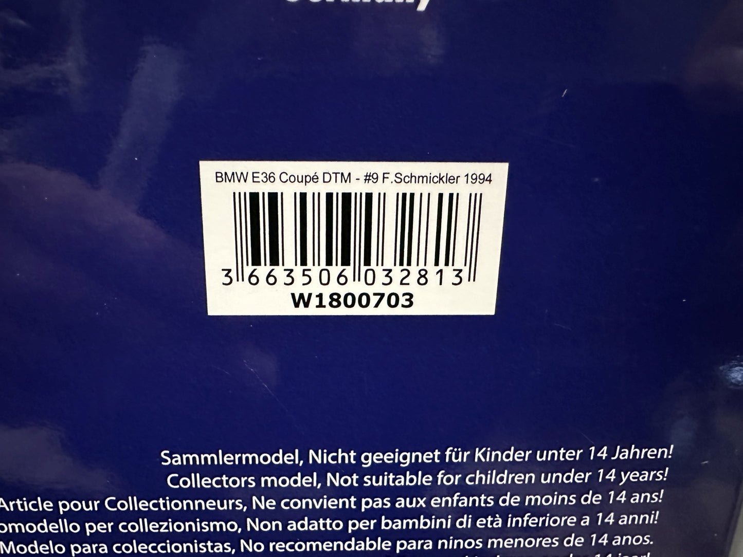 Bmw M3 E36 1994 Frank Schmickler white 1:18 WERK 83 W1800703 Бмв M3 Е36 1994 бял