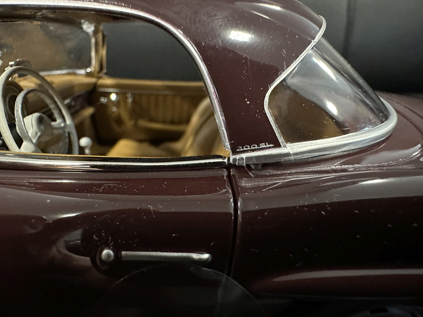 Mercedes Benz 300 SL Cabrio red 1:18 NOREV 183891 Мерцедес Бенц 300 СЛ Кабрио бордо отваряем