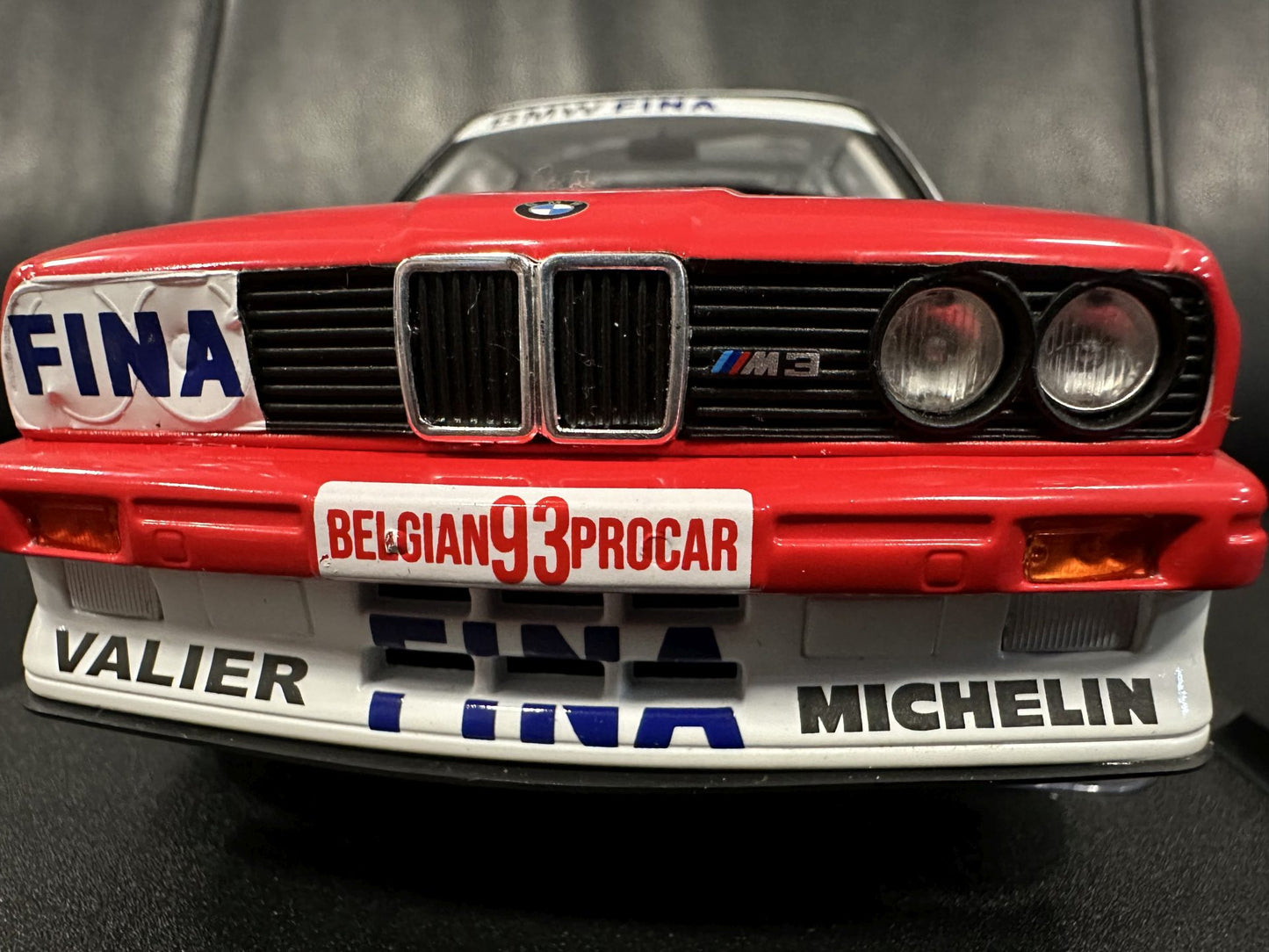 Bmw M3 E30 Belgium Pro Car 1993 white/red 1:18 Solido S1801523 Бмв М3 Е30 Белгия Про Кар бял/червен