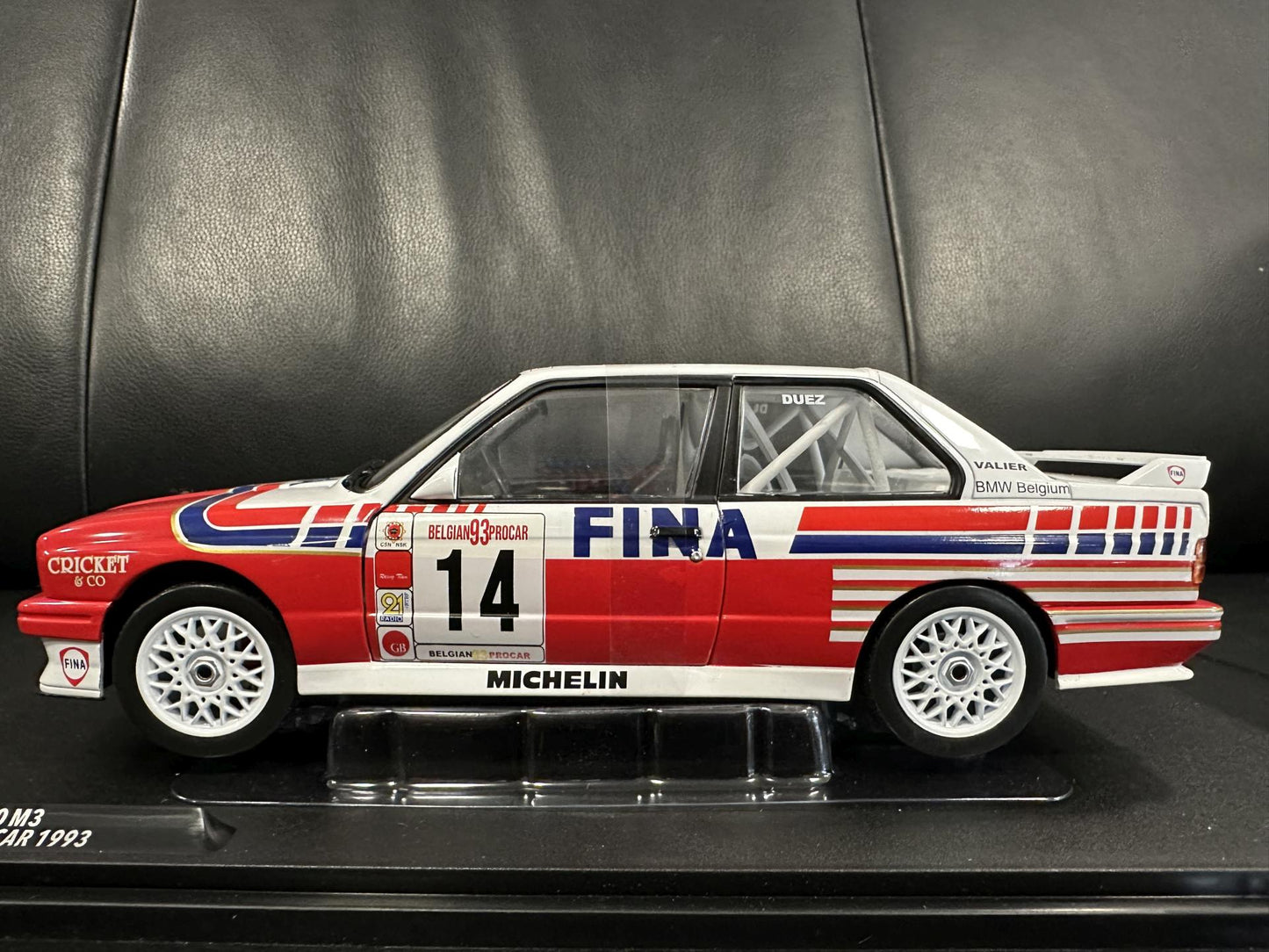 Bmw M3 E30 Belgium Pro Car 1993 white/red 1:18 Solido S1801523 Бмв М3 Е30 Белгия Про Кар бял/червен