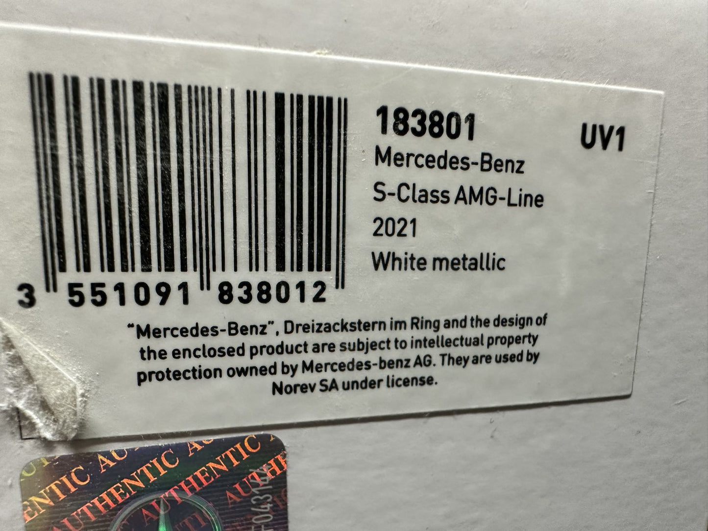 Mercedes Benz S Klasse W223 black 1:18 NOREV 183801 Мерцедес Бенц С Класа черен