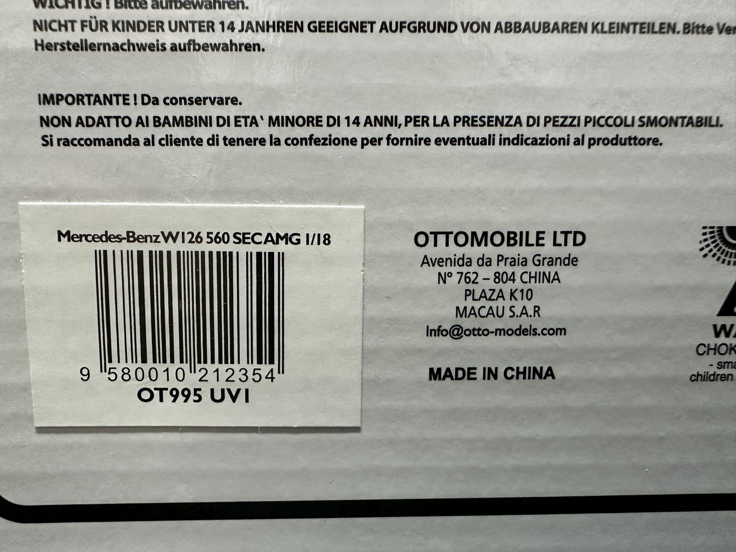 Mercedes Benz 560SEC AMG W126 Red Limitiert 1968/2000 1:18 OTTO OT995 Мерцедес Бенц Лимитирана червен