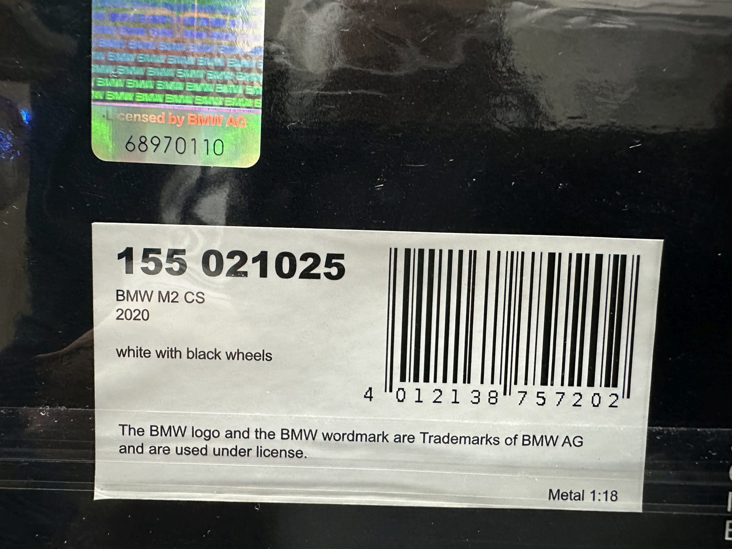 Bmw M2 CS F87 white 1:18 Minichamps 155021025 Бмв M2 бял