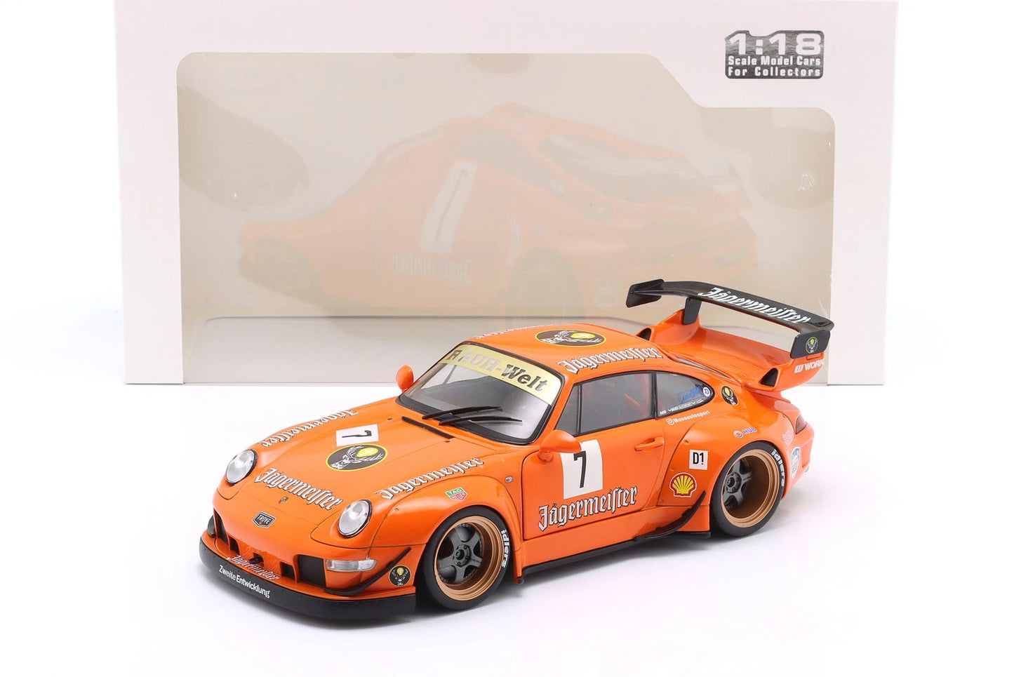 PORSCHE 911 - 993 RWB Rauh Welt Jägermeister S1808506 Solido 1:18 Порше РВБ оранжев
