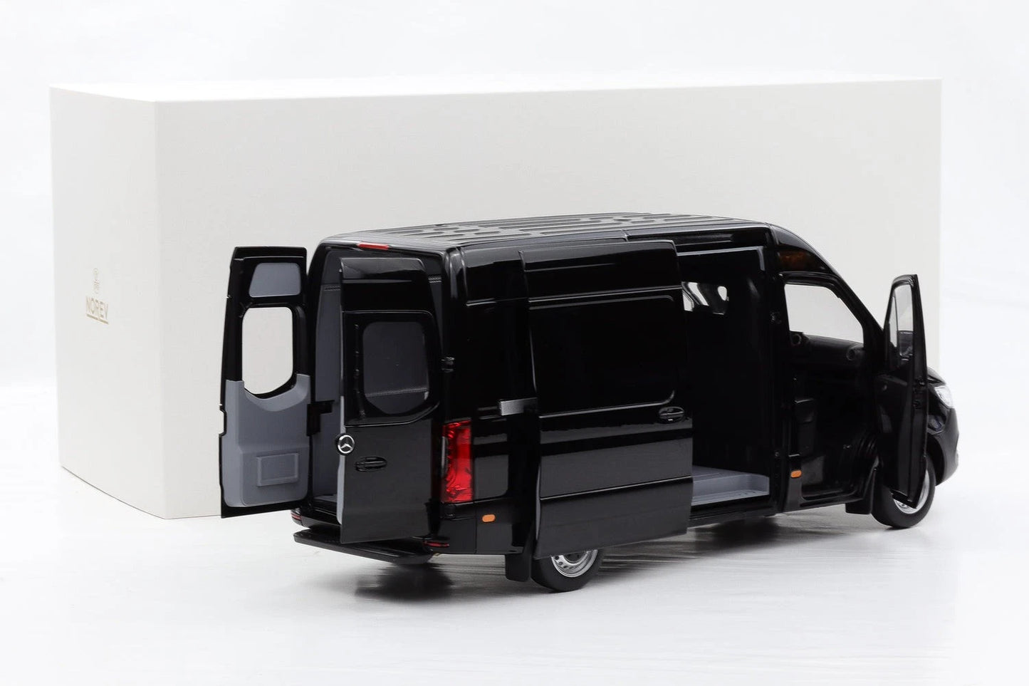 Mercedes Benz Bus Sprinter Transporter black 2018 1:18 NOREV 183041 Мерцедес Бенц Спринтер Бус отваряем черен