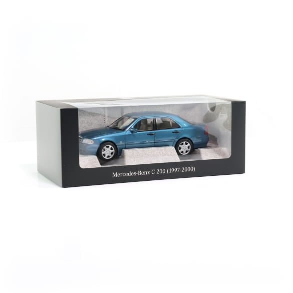 Mercedes Benz C200 W202 blue 1:18 NOREV B66040704 Мерцедес Бенц Ц200 син отваряем