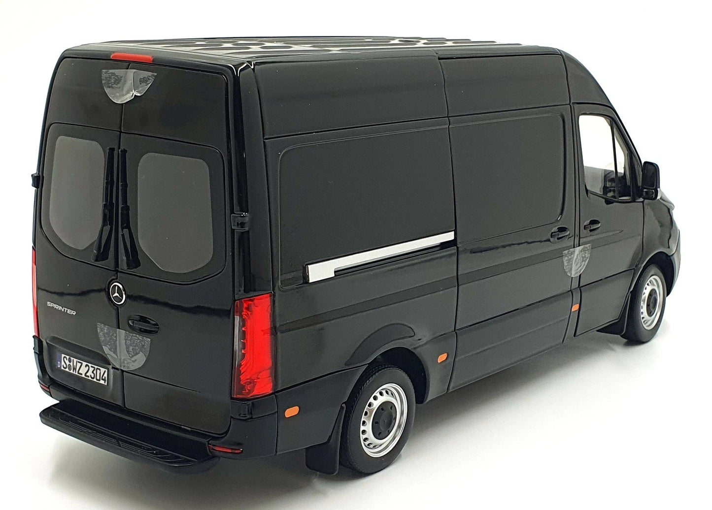 Mercedes Benz Bus Sprinter Transporter black 2018 1:18 NOREV 183041 Мерцедес Бенц Спринтер Бус отваряем черен