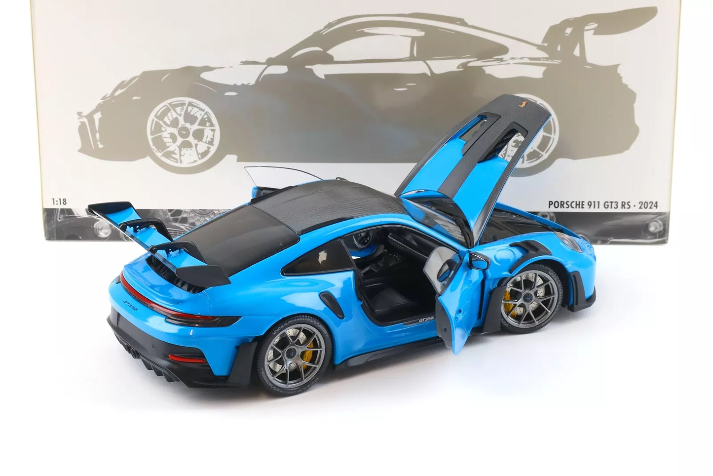 Porsche 911 992 GT3 RS Weissach blue 2024 Limited 200pcs 1:18 Minichamps 110062022 Порше 911 ГТ3 РС Лимитирана отваряема