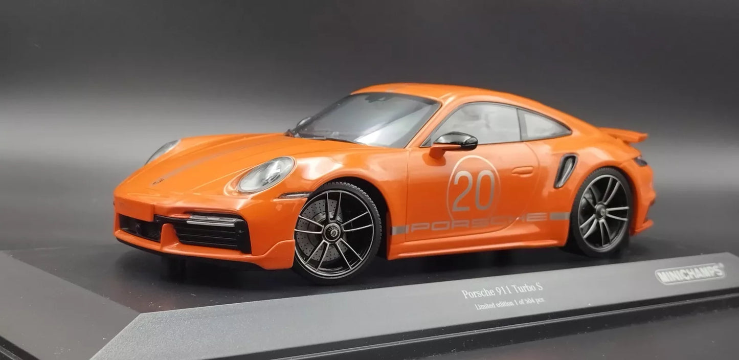 Porsche 911 992 Turbo S orange Limited 504pcs 1:18 Minichamps 155069171 Порше 911 Турбо С оранжев Лимитирана