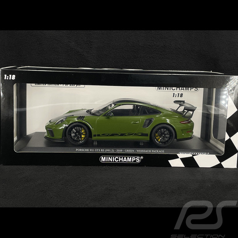 PORSCHE 911 991.2 GT3 RS 2019 green Limited 222pcs 1:18 Minichamps 155068232 Порше 911 ГТ3 РС Лимитирана зелен