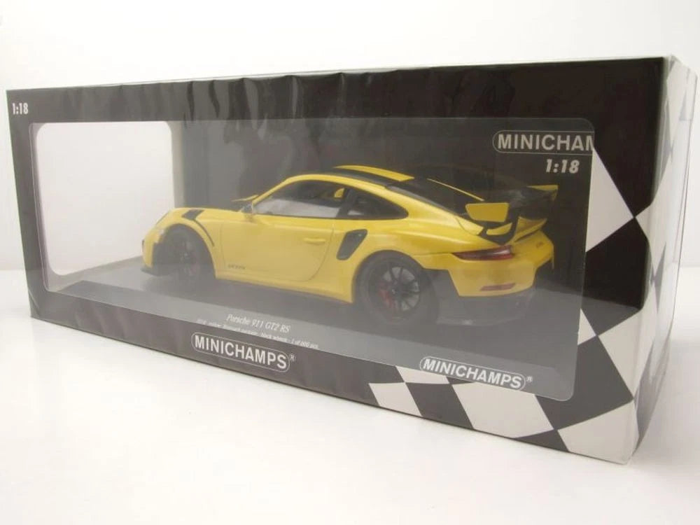Porsche 911 991.2 GT2 RS 2018 yellow Limited 600pcs 1:18 Minichamps 155068311 Порше 911 991.2 жълт Лимитирана