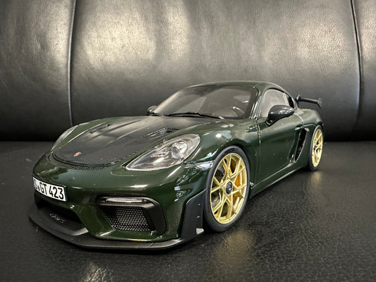 Porsche Cayman GT4 RS brewster green 2023 Weissach 1:18 GT Norev 187250 Порше Кайман ГТ4 РС зелен