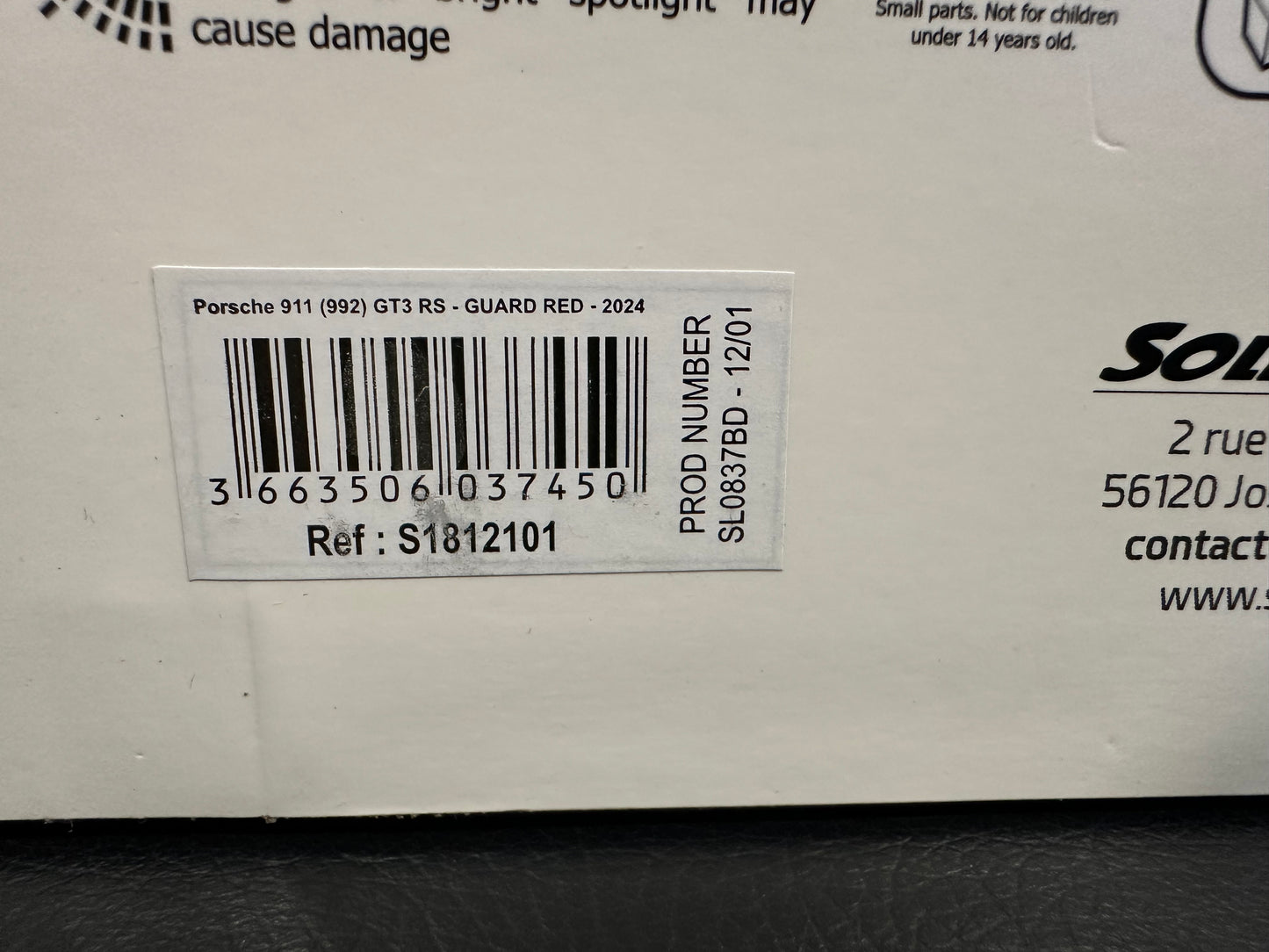 PORSCHE 911 - 992 GT3 RS Carrera 2024 red rot S1812101 Solido 1:18 Порше 911 ГТ3 РС червен