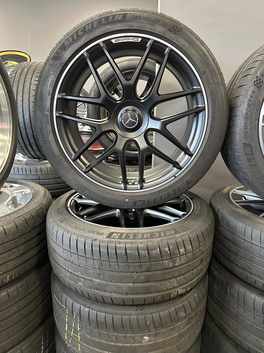 Оригинал като нови Mercedes GLE63 GLE 53 AMG V167 C167 22 Zoll Мерцедес ГЛЕ63 ГЛЕ 53 22 цола джанти летен комплект летни гуми