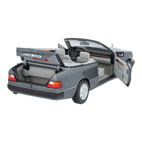 Mercedes Benz 300CE W124 Cabrio grey 1:18 NOREV B66040685 Мерцедес Бенц 300ЦЕ Кабрио сив отваряем