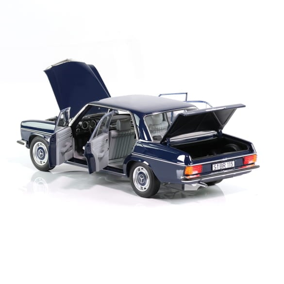 Mercedes Benz 200 W114 blue 1:18 NOREV B66040694 Мерцедес Бенц 200 син отваряем