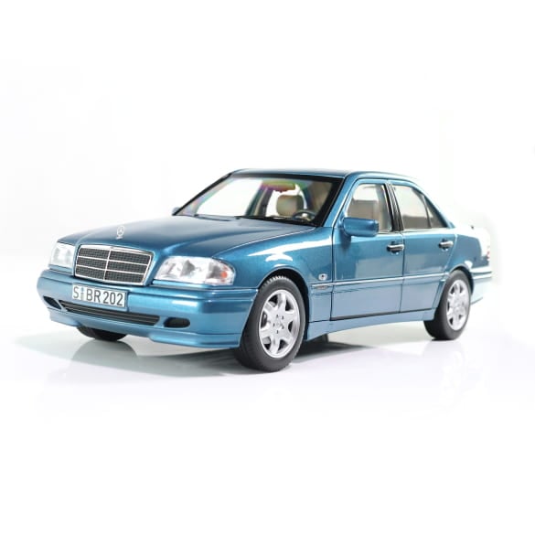 Mercedes Benz C200 W202 blue 1:18 NOREV B66040704 Мерцедес Бенц Ц200 син отваряем