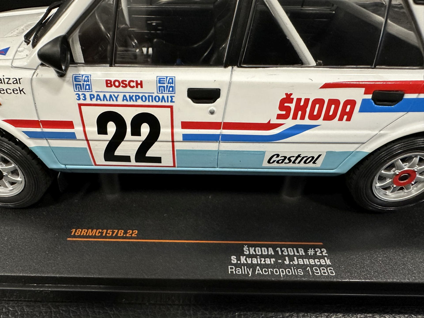 Skoda 130 LR WRC Rally Acropolis 1986 1:18 IXO 18RMC157B.22 Шкода 130 Рали Акрополис бял 1986