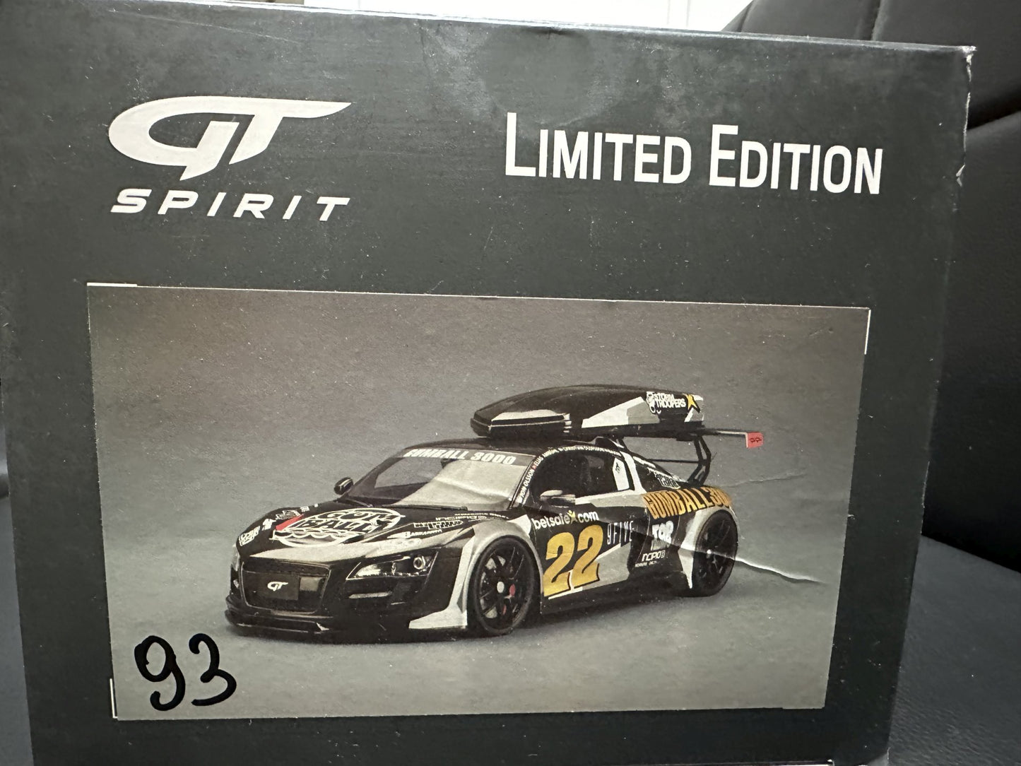 Audi R8 Gumball 300 black Limitiert 561/1500 1:18 GT Spirit GT386 Ауди Р8 черен Лимитирана