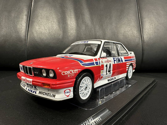 Bmw M3 E30 Belgium Pro Car 1993 white/red 1:18 Solido S1801523 Бмв М3 Е30 Белгия Про Кар бял/червен