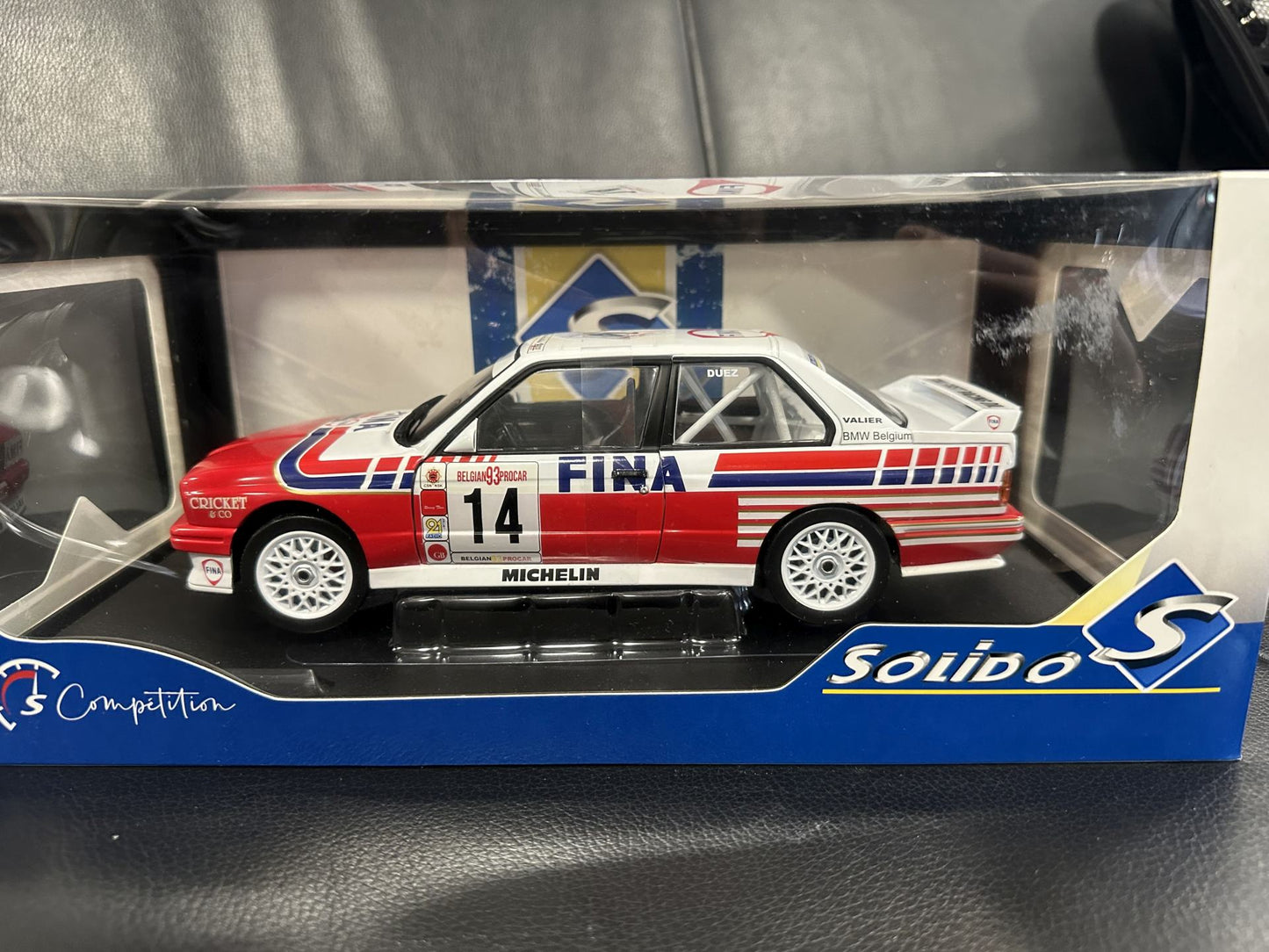 Bmw M3 E30 Belgium Pro Car 1993 white/red 1:18 Solido S1801523 Бмв М3 Е30 Белгия Про Кар бял/червен