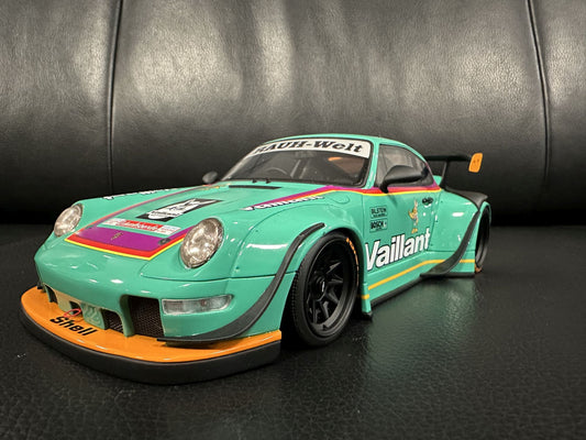 Porsche 911 993 RWB Vaillant Kit 2022 green Limitiert 632/1500 1:18 GT Spirit GT869 Порше 993 зелен Лимитирана
