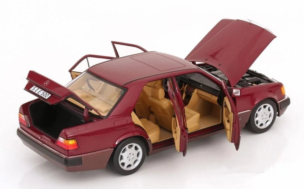 Mercedes Benz 500 E Klasse W124 red Limited 2000 1:18 NOREV b66040699 Мерцедес Бенц 500 Е Класа бордо отваряем Лимитирана 2000