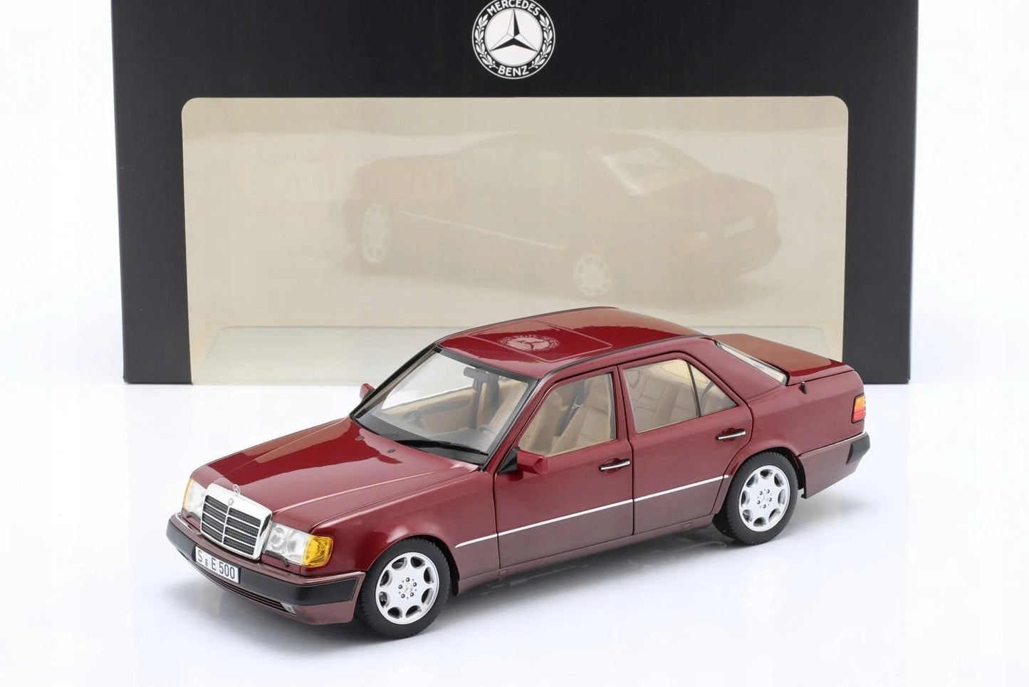 Mercedes Benz 500 E Klasse W124 red Limited 2000 1:18 NOREV b66040699 Мерцедес Бенц 500 Е Класа бордо отваряем Лимитирана 2000