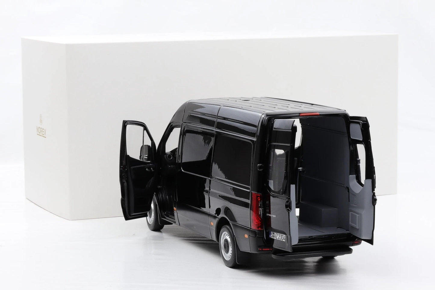 Mercedes Benz Bus Sprinter Transporter black 2018 1:18 NOREV 183041 Мерцедес Бенц Спринтер Бус отваряем черен