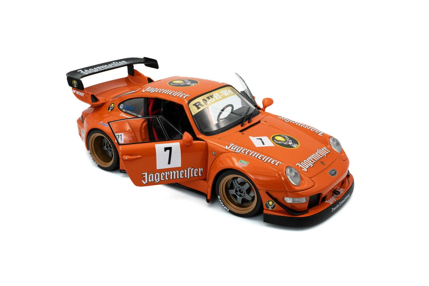 PORSCHE 911 - 993 RWB Rauh Welt Jägermeister S1808506 Solido 1:18 Порше РВБ оранжев